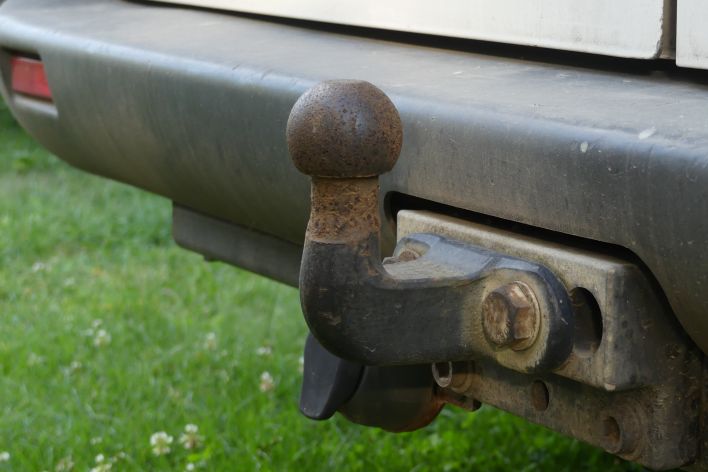 Close-Up Photo of a Tow Hitch on a Vehicle